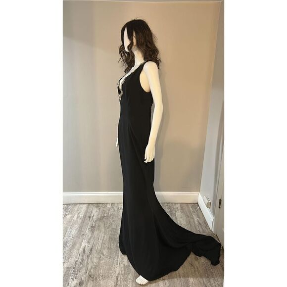 REEM ACRA Black Crystal Embellished Gown Size 12 - Picture 8 of 11